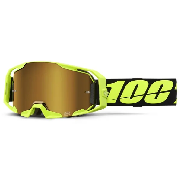 100 Percent Armatic Neon Yellow Mirror Lens Goggles