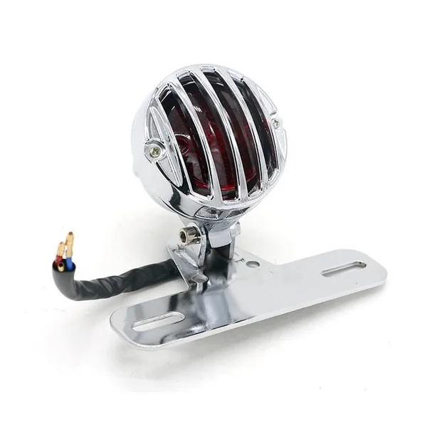 12V Chrome Tail Light With Grill and License Plate Bracket