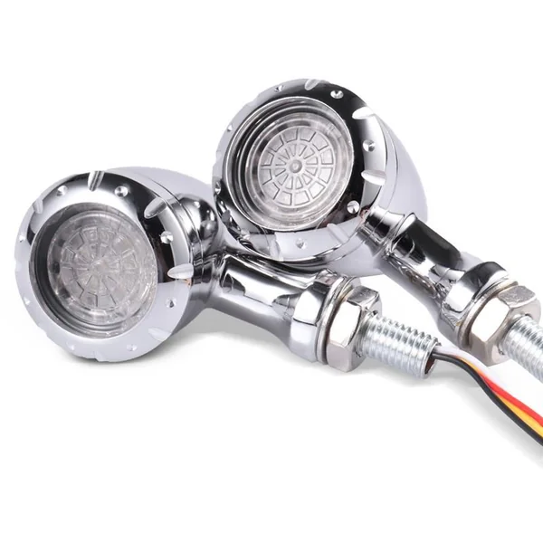 12V LED Metal Chrome Bullet Style Indicator Set - Image 3