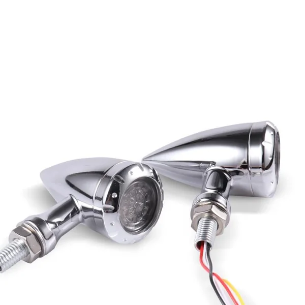 12V LED Metal Chrome Bullet Style Indicator Set - Image 4