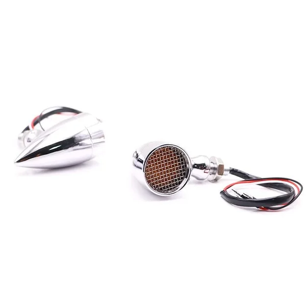 12V LED Metal Chrome Indicator Set (Bullet Stye With Mesh) - Image 3