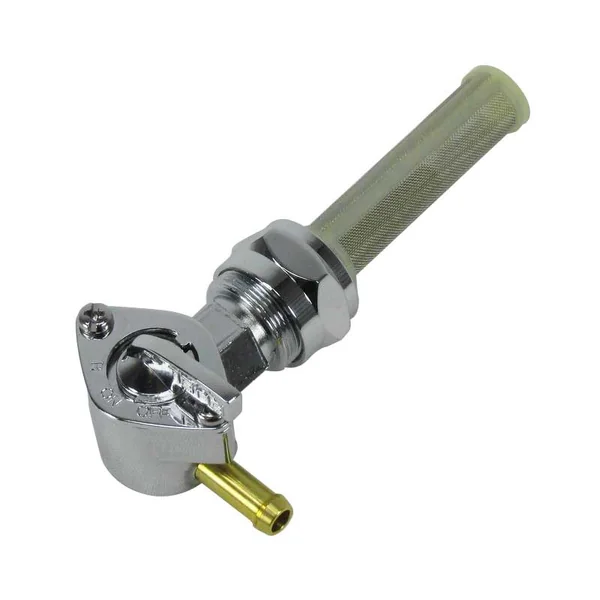 22mm Petcock with 90 Degree Elbow - Chrome, For Use with 1/4" ID Fuel Hose - Replaces Harley Davidson Part #62168-81