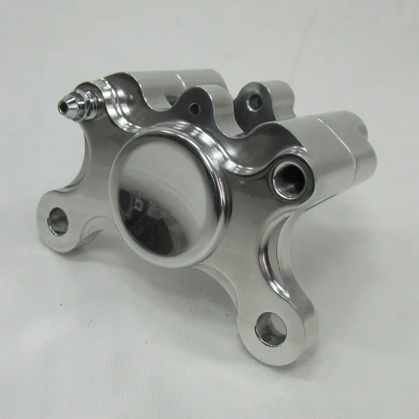 2-Piston Billet Aluminum Brake Caliper with Pads - Vintage Design - Polished or Chrome - Image 2