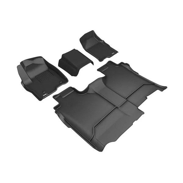 3D MAXpider Kagu All-Weather Floor Liners, Front and Rear, Black2019-2023 Silverado - GMC Sierra 1500 Crew Cab w/ 6 Seats