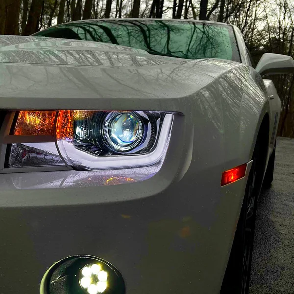 5th Gen Camaro Projector Headlights w/ LED Bar, Chrome Housing2010-2013 Camaro w/o HID Headlights - Image 4