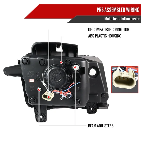 5th Gen Camaro Projector Headlights w/ LED Bar, Chrome Housing2010-2013 Camaro w/o HID Headlights - Image 7