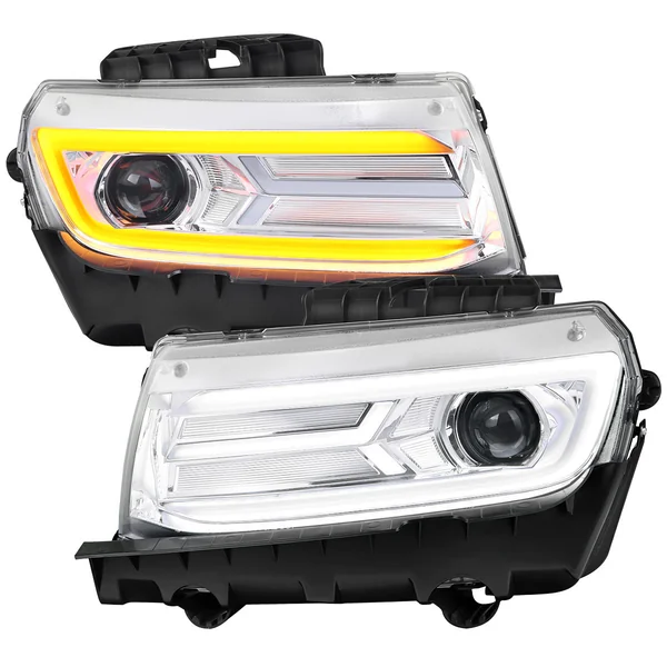 5th Gen Camaro Projector Headlights w/ LED Bar, Chrome Housing2014-2015 Camaro w/o HID Headlights