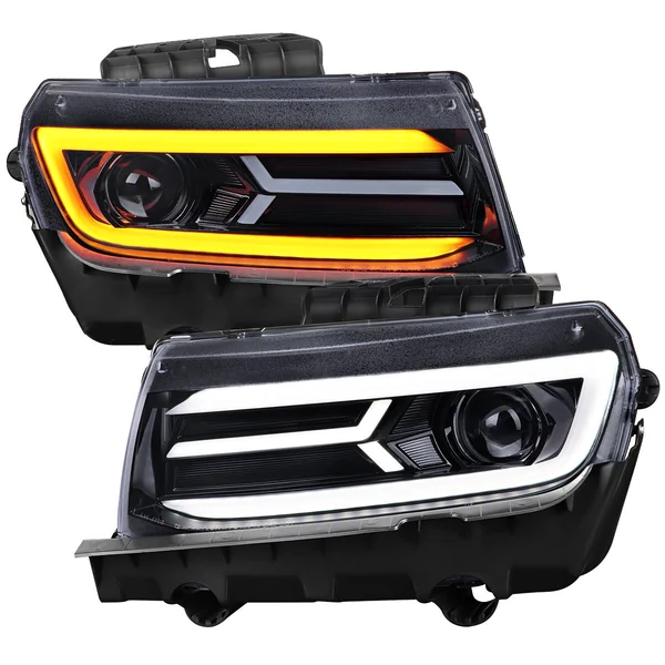 5th Gen Camaro Projector Headlights w/ LED Bar, Gloss Black Housing w/ Smoked Lens2014-2015 Camaro w/o HID Headlights