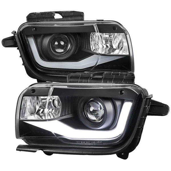 5th Gen Camaro Projector Headlights w/ LED Bar, Matte Black Housing2010-2013 Camaro w/o HID Headlights