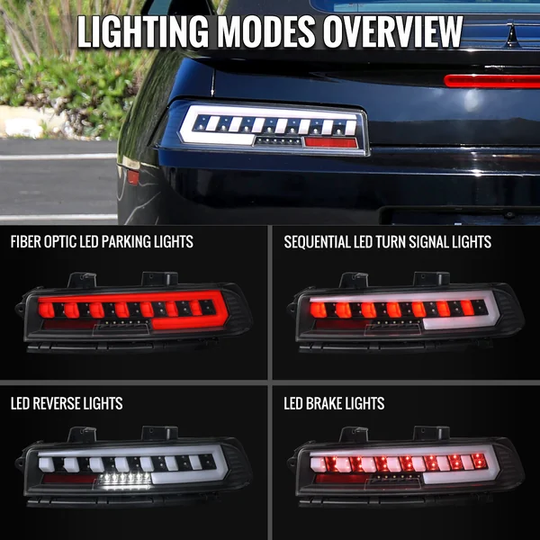5th Gen Camaro Red LED Sequential Tail Lights, Black Housing2014-2015 Camaro w/ Factory LED Tail Lights - Image 5