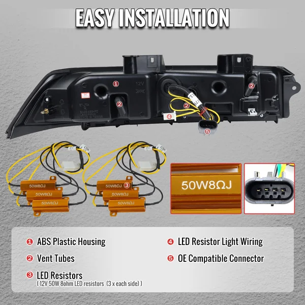 5th Gen Camaro Red LED Sequential Tail Lights, Black Housing2014-2015 Camaro w/ Factory LED Tail Lights - Image 8