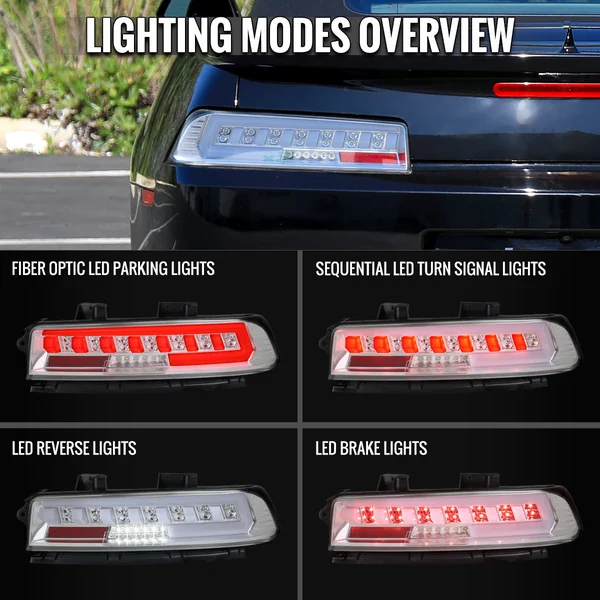 5th Gen Camaro Red LED Sequential Tail Lights, Chrome Housing2014-2015 Camaro w/ Factory LED Tail Lights - Image 5