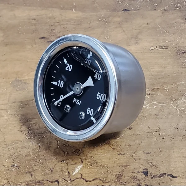 60 psi Motorcycle Oil Pressure Gauge - Shock Proof and Liquid Filled with 1/8” NPT Fitting for Harleys - Black Gauge Face - Image 3