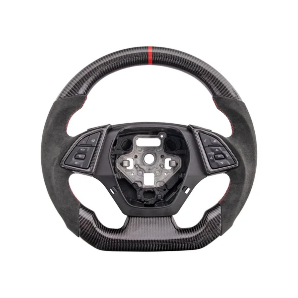 6th Gen Camaro Carbon Fiber Steering Wheel w/ Button Cover, Alcantra Grips2016-2024 Camaro