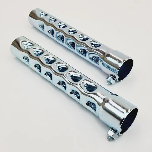 8” LONG Exhaust Baffles for 1-1/2" OD Exhaust Pipes & Mufflers – Noise Reducer/Silencer - SOLD AS A PAIR w/Mounting Nuts & Bolts – Galvanized Steel – Motorcycle, Harley, Chopper, Bobber, Cafe Racer