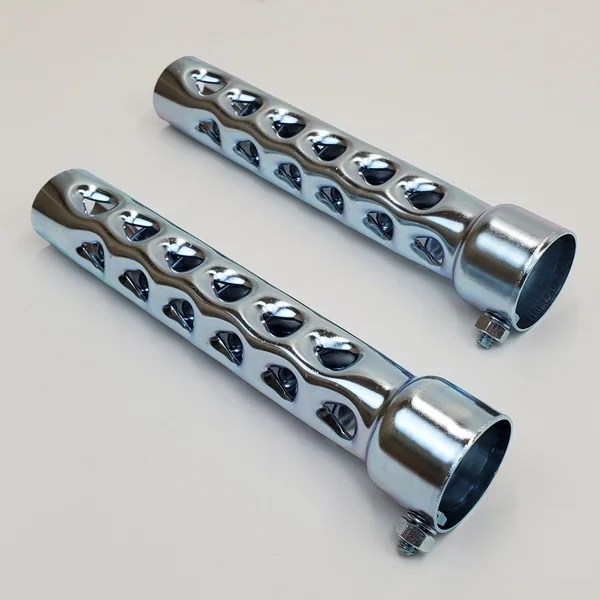 8” LONG Exhaust Baffles for 1-3/4" OD Exhaust Pipes & Mufflers – Noise Reducer/Silencer - SOLD AS A PAIR w/Mounting Nuts & Bolts – Galvanized Steel – Motorcycle, Harley, Chopper, Bobber, Cafe Racer