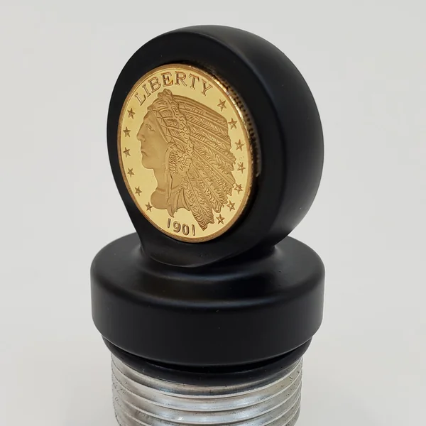 Aeromach CI-1048BX Matte Black Billet Oil Dipstick With Chrome, Gold or Antique Nickel Coin - Fits 2020+ Indian Challenger & Pursuit Models with 108" PowerPlus Engine - Made in USA - Image 4