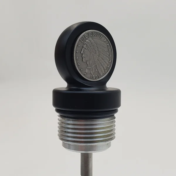 Aeromach CI-1048BX Matte Black Billet Oil Dipstick With Chrome, Gold or Antique Nickel Coin - Fits 2020+ Indian Challenger & Pursuit Models with 108" PowerPlus Engine - Made in USA - Image 6