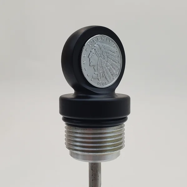 Aeromach CI-1048BX Matte Black Billet Oil Dipstick With Chrome, Gold or Antique Nickel Coin - Fits 2020+ Indian Challenger & Pursuit Models with 108" PowerPlus Engine - Made in USA - Image 10