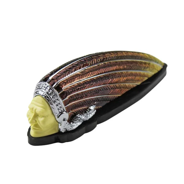 Aeromach® CI-1062 War Bonnet Indian Head LED Fender Light for Indian Scout Front Fender and Custom Use - Amber LED with Yellow Lens