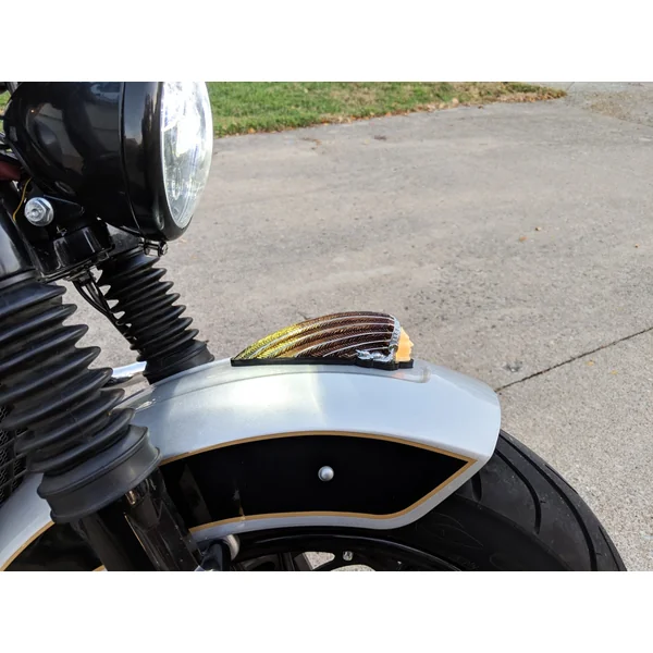 Aeromach® CI-1062 War Bonnet Indian Head LED Fender Light for Indian Scout Front Fender and Custom Use - Amber LED with Yellow Lens - Image 3