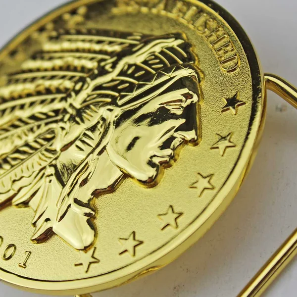 Aeromach® CI-6000G Indian Head Coin Metal Belt Buckle "Established 1901" - Gold - Image 2