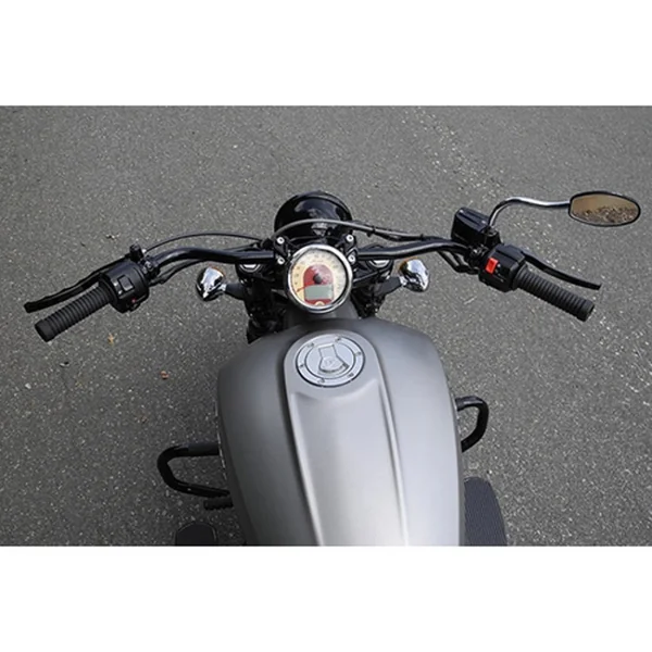 Aeromach® Retro 7/8" Handlebars w/ 1" Riser Adapters for 2014-Up Indian Scouts - Gloss Black - Made in USA