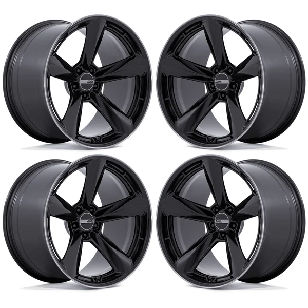 American Racing TTF Wheel Set, Gloss Black w/DDT Lip, 20x9.52015-2026 Ford Mustang