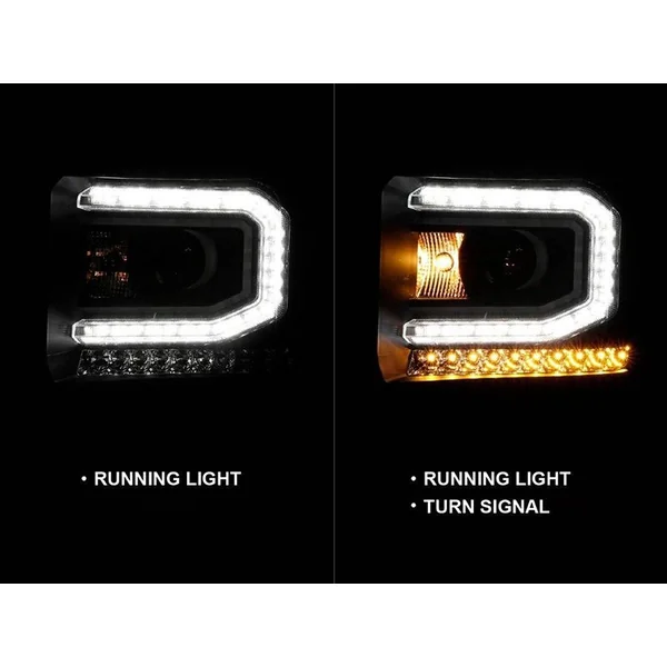 ANZO Plank Style Projector Headlights, Black Housing, Clear Lens w/Sequential Amber Signals2016-2018 GMC Sierra 1500 - Image 2
