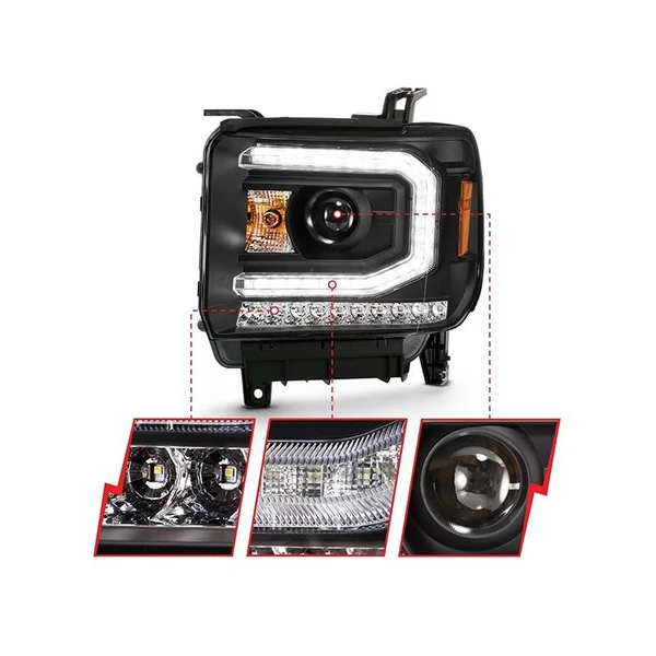 ANZO Plank Style Projector Headlights, Black Housing, Clear Lens w/Sequential Amber Signals2016-2018 GMC Sierra 1500 - Image 3