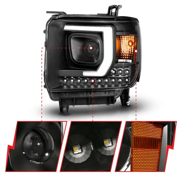 ANZO Projector Headlights, Black Housing/Clear Lens2014-2015 GMC Sierra 1500 - Image 3