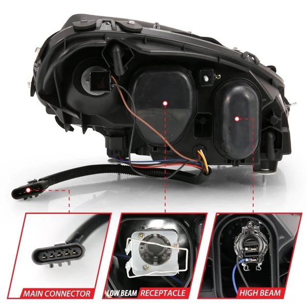 ANZO Projector Plank Style Switchback Headlights, Black Housing, Clear Lens2005-2013 C6 Corvette - Image 5