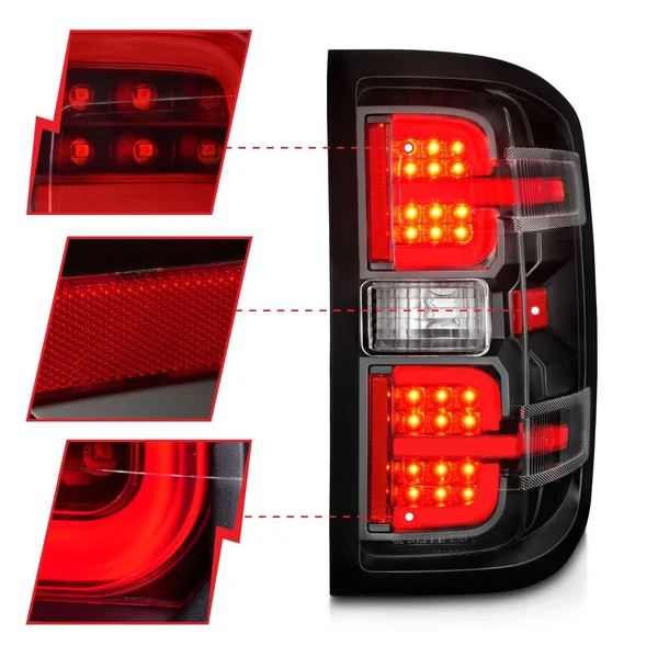 ANZO Sequential LED Taillights w/ Light Bar, Black Housing, Clear Lens2014-2018 Silverado 1500 - Image 2
