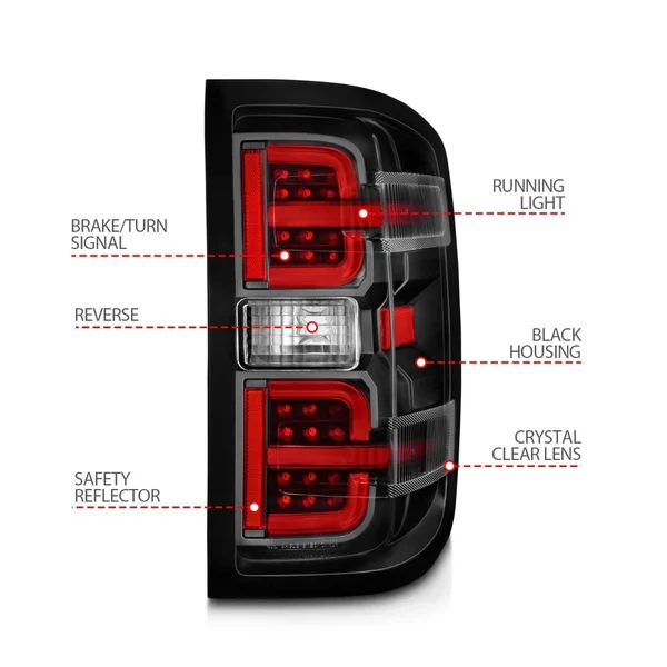 ANZO Sequential LED Taillights w/ Light Bar, Black Housing, Clear Lens2014-2018 Silverado 1500 - Image 3