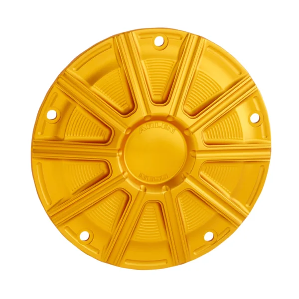 Arlen Ness® 10-Gauge Aluminum Derby Cover with Gold Finish for 99-18 Harley Big Twin (except 16-18 Dressers, 15 FLHTCUL / FLHTKL, and 18 FLSB) 700020