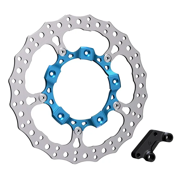 Arlen Ness® 14" Brake Rotor for '14-'20 FLHT|FLHR|FLHX|FLTRU/K/X w/ Specifications below - Front-Left - Blue/Chrome - Hardware Included