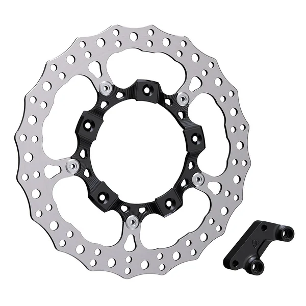 Arlen Ness® 14" Brake Rotor for '14-'20 Harley-Davidson FLHT|FLHR|FLHX|FLTRU/K/X (with Specifications)| Black/Chrome | Front Right | Hardware Included