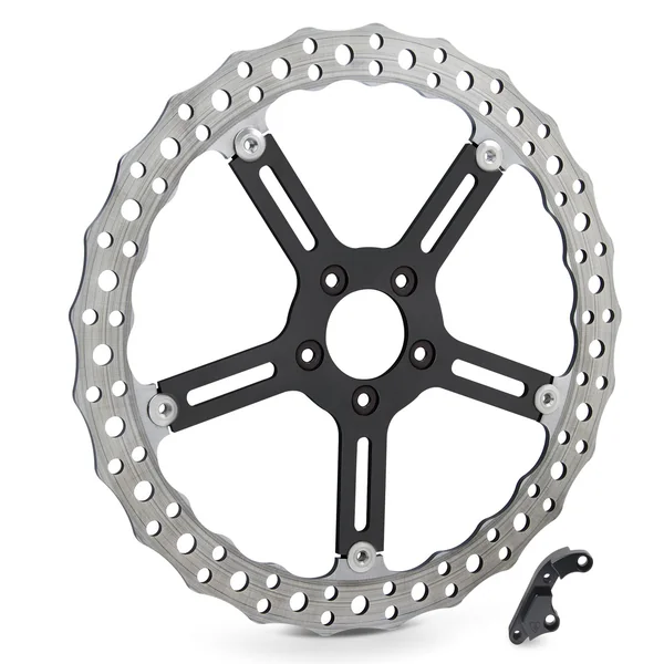Arlen Ness® 15" Big Brake Jagged Floating Rotor Kit for 2015-2017 Harley-Davidson Softail Models, 2006-2017 Dyna Models - Left - Hub-Mount - Stainless Steel