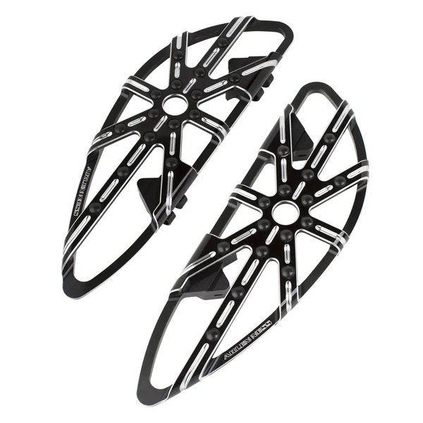 Arlen Ness® Adjustable Driver Floorboards for '99-'20 Harley-Davidson FLT|FLHT|FLHR|FLHX|FLTR/U/K/X; '99-'13 FL Trikes; '00-'17 FLST; '12-'16 FLD - 10 Gauge - Black Anodized