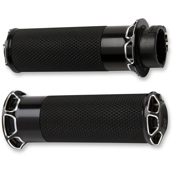 Arlen Ness Beveled Fusion Grips for Harley Dual Cable - Black