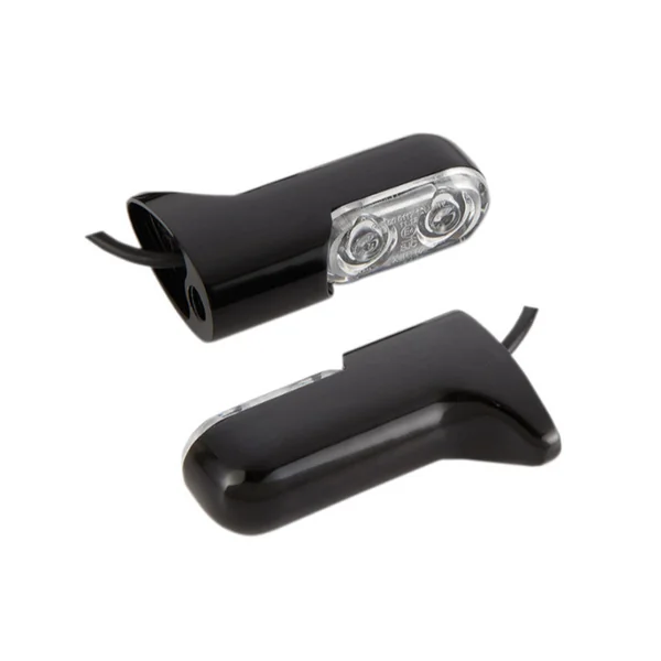 Arlen Ness® Bolt-On Turn Signals in Gloss Black with Red LEDs for 00-10 Harley FXST, 99-17 FXD / FXDWG, 04-20 XL with conventional style rear signals 12741