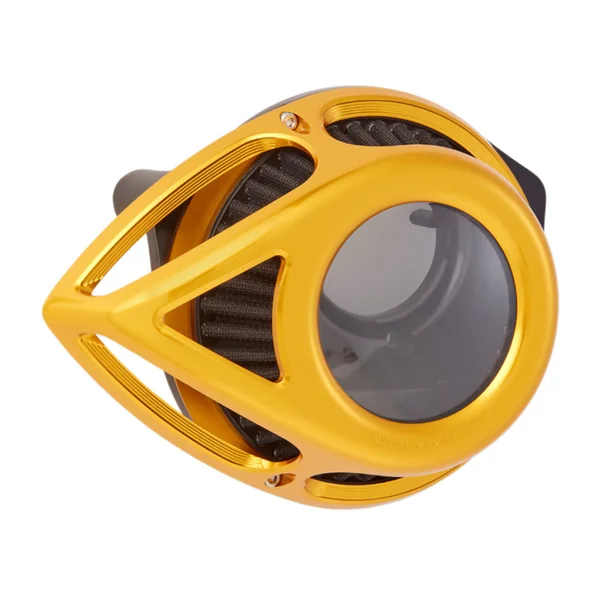 Arlen Ness® Clear Tear™ Air Cleaner in Gold for 01-17 Harley Twin Cam Delphi EFI, 99-06 Twin Cam CV Carb Except 08-16 FLHT / FLHR / FLHX / FLTR / H-D Trike, 16-17 Softail, 14-15 FLSTNSE, 13-14 FXSBSE, 11-12 FLSTSE, and 16-17 FXDLS 18912