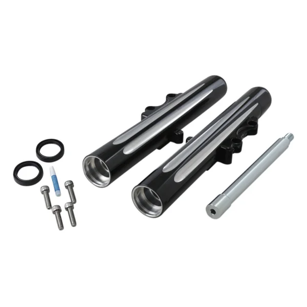 Arlen Ness® Hot Legs™ Dual Disc Fork Legs in Deep Cut Black / Silver for 08-13 Harley FLHT / FLHR / FLHX / FLTR 06511