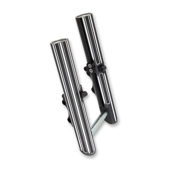 Arlen Ness® Hot Legs Fork Legs in 10-gauge Black / Silver Single Disc for some 00-07 Harley FL models 40523