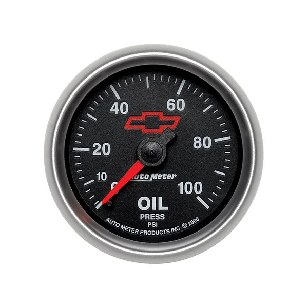 Autometer Oil Pressure Gauge, Red Bowtie, 2 1/16", 0-100psi