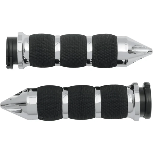 Avon Air Cushioned Spike Grips for Harley Dual Cable - Chrome