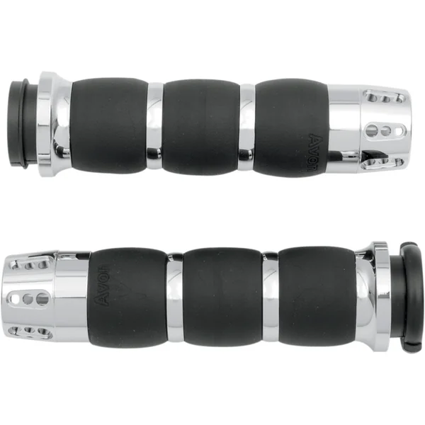 Avon Air Cushioned Velvet Gatlin Grips for Harley Electronic Throttle - Chrome