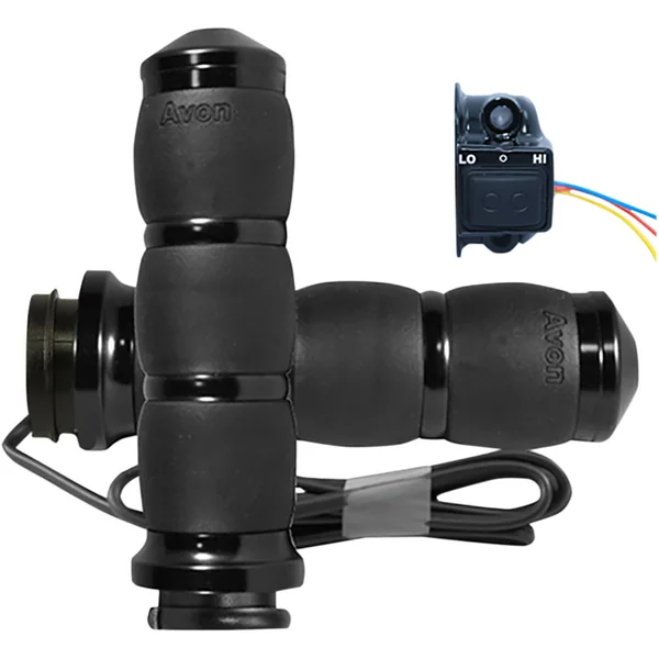 Avon Heated Cushioned Velvet Air Grips for Harley Electronic Throttle - Black