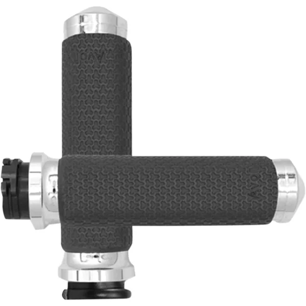 Avon Round Memory Foam Grips for Harley Dual Cable - Chrome