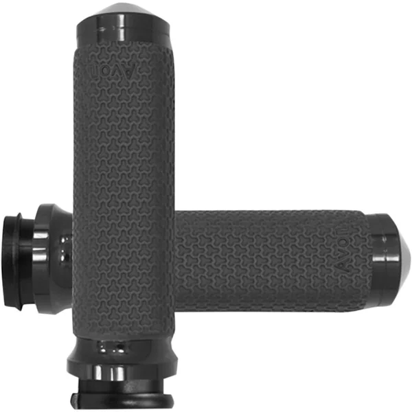 Avon Round Memory Foam Grips for Harley Electronic Throttle - Black